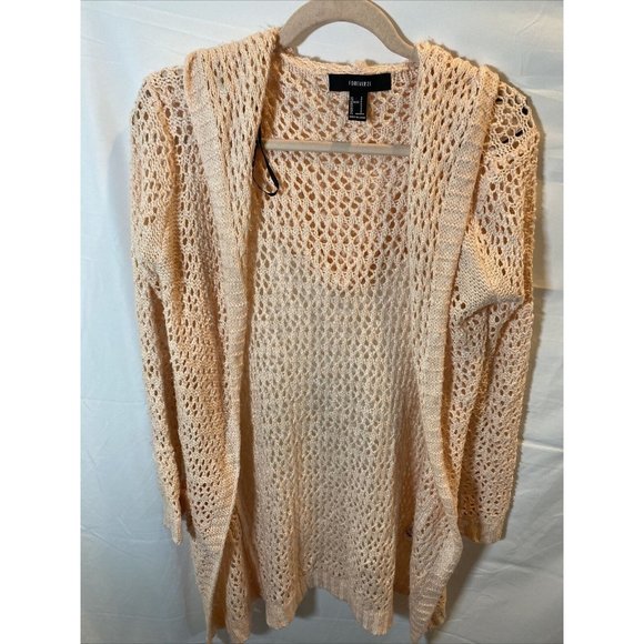 Forever 21 Sweater Womens Small Pink Open Front Pocketed Cardigan Ladies - Picture 1 of 9